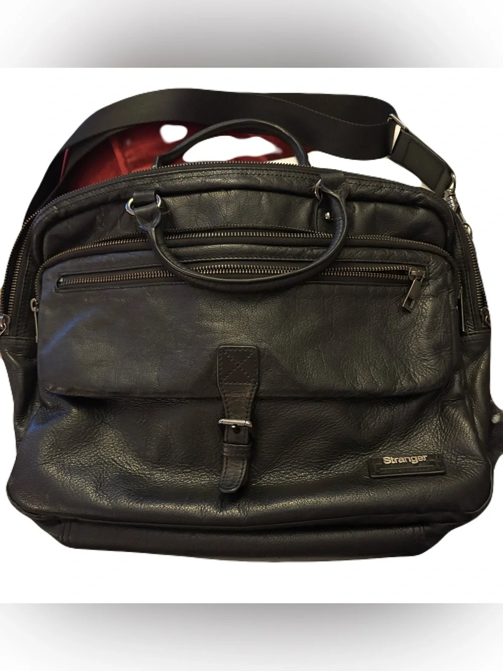 Stranger Black Full Grain Leather Laptop Bag